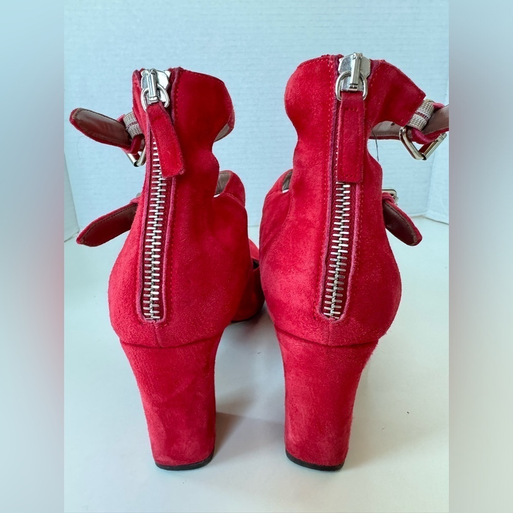 TABITHA SIMMONS Moda red suede 3 straps pumps heels size 37 - Picture 5 of 8